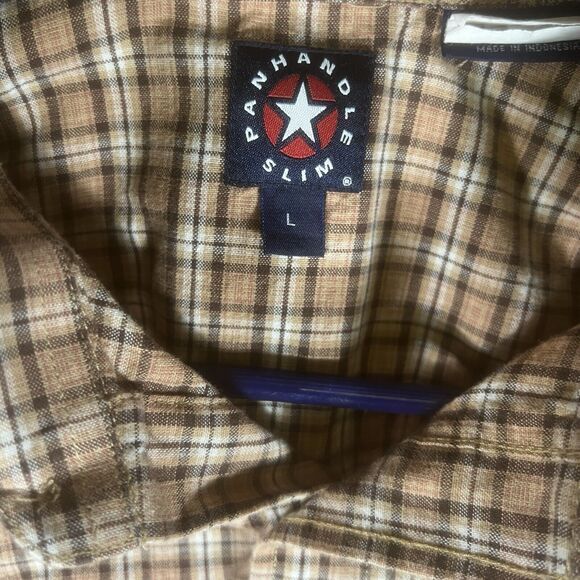 Panhandle Slim Shirt Mens‎ Size L Long Sleeve Snap Western Shirt Rust Copper - Picture 8 of 8